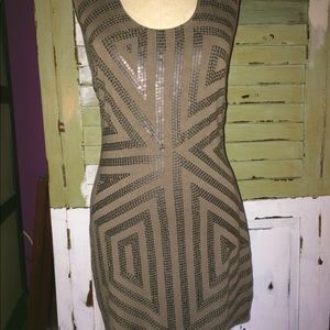 Express brown sequin body con dress